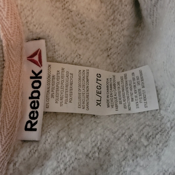 Rebook Pullover Sweater Size X Large Grey Pink White Screenprint - Picture 2 of 4